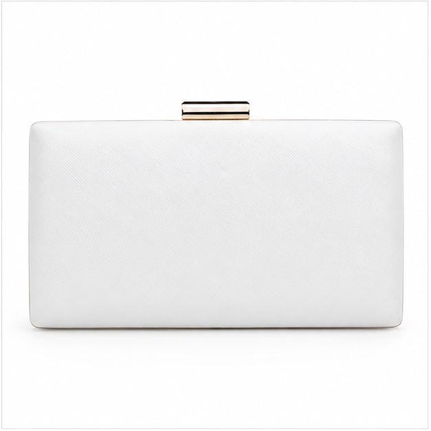 Elegant White Rectangular Evening Clutch Bag-2