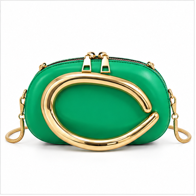 Emerald Gold Statement Clutch Crossbody Bag-4