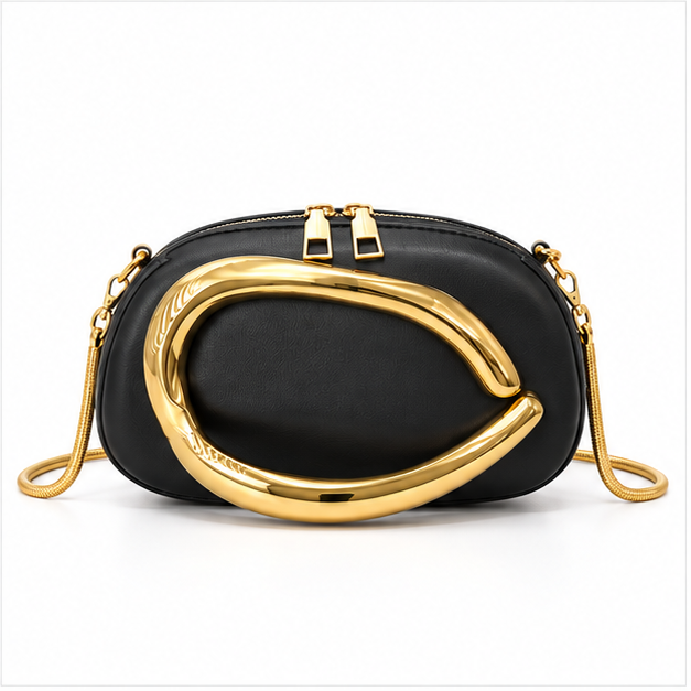 Black Gold Statement Mini Shoulder Bag-4