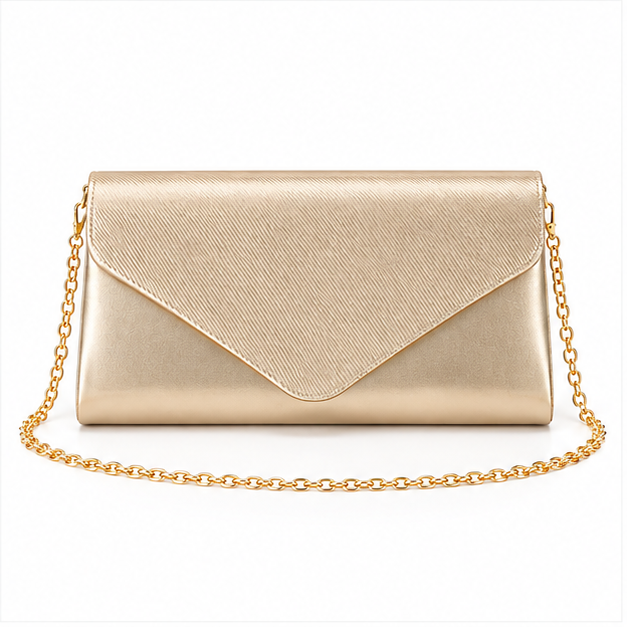 Champagne Gold Chain Envelope Clutch Bag-4