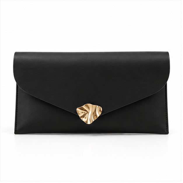 Elegant Black Envelope Clutch Bag Purse-4
