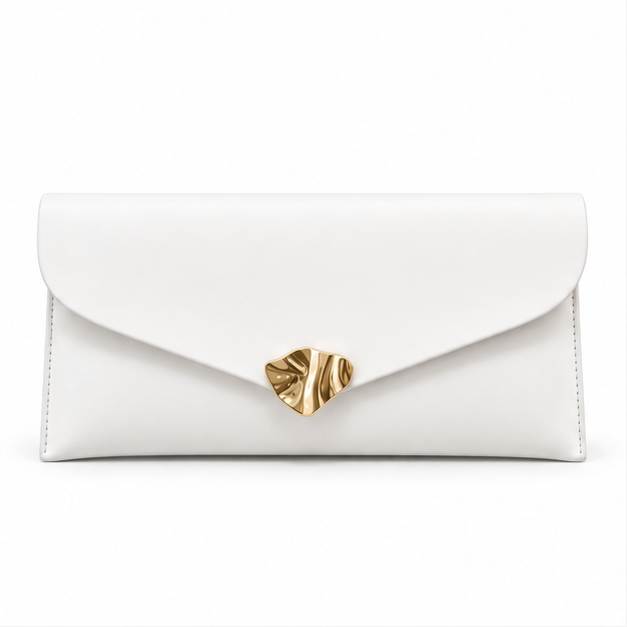 Elegant White Envelope Clutch Evening Bag-4
