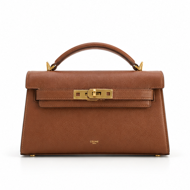 Elegant Brown Structured Top Handle Handbag-4