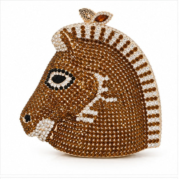 Jeweled Horse Head Luxury Evening Clutch-4