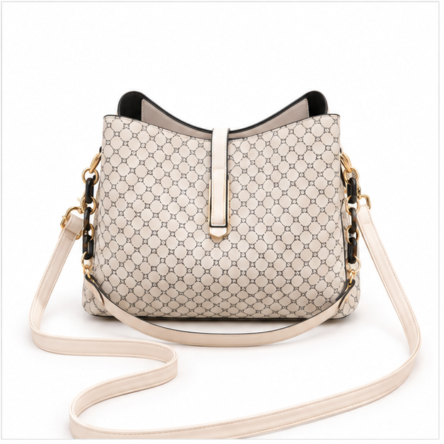 Elegant Khaki Monogram Chain Shoulder Handbag-4
