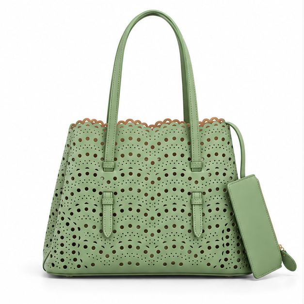 Sage Green Laser Cut Tote Bag-4