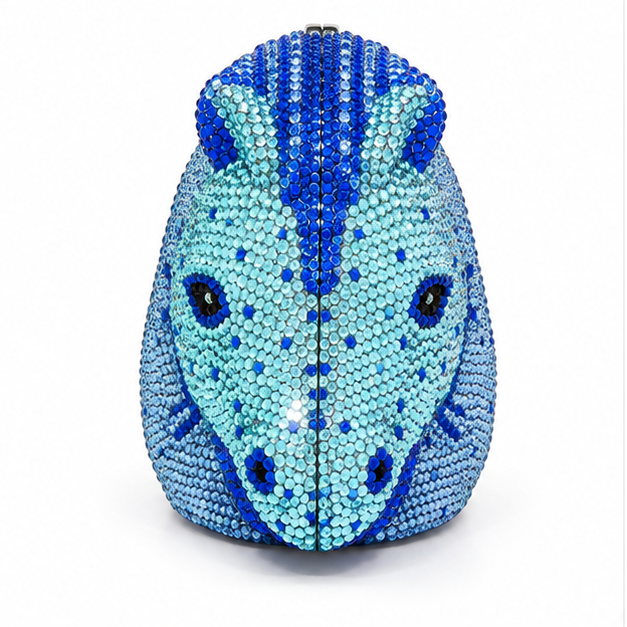 Blue Crystal Horse Head Evening Clutch-2