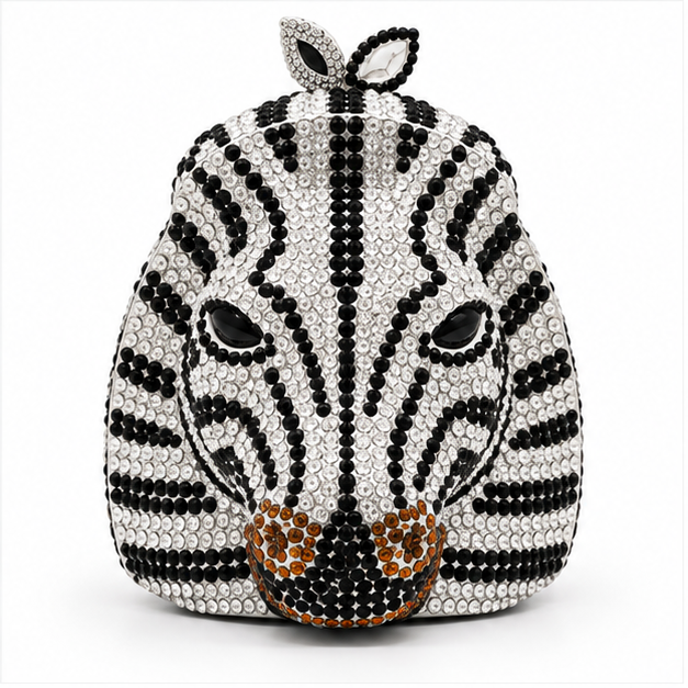 Crystal Zebra Statement Luxury Evening Clutch-4