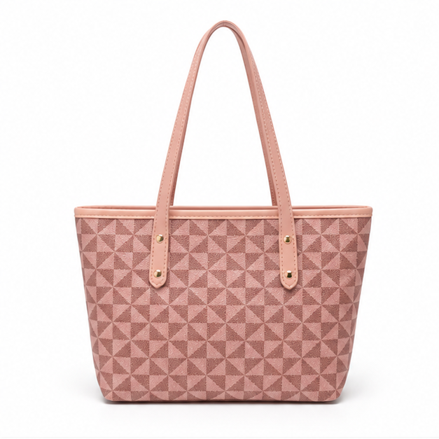 Blush Geometric Pattern Everyday Shoulder Tote-4