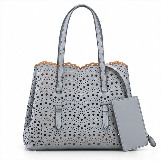 Elegant Laser Cut Structured Tote Handbag-4