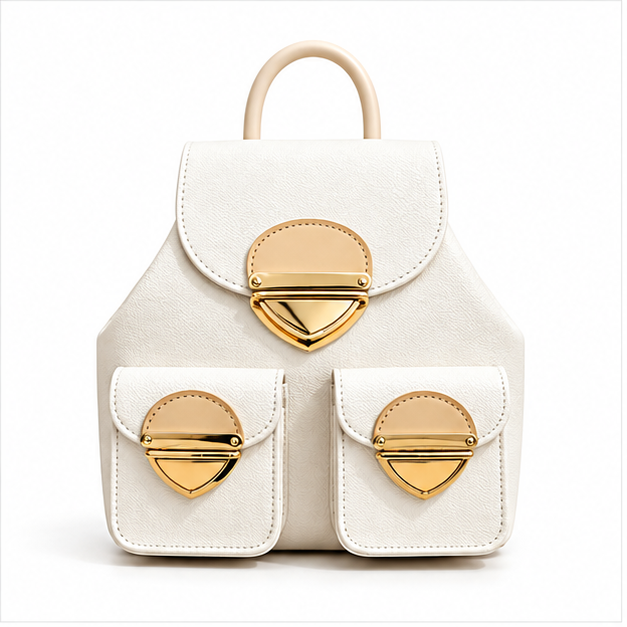 Elegant White Gold Hardware Mini Backpack-4