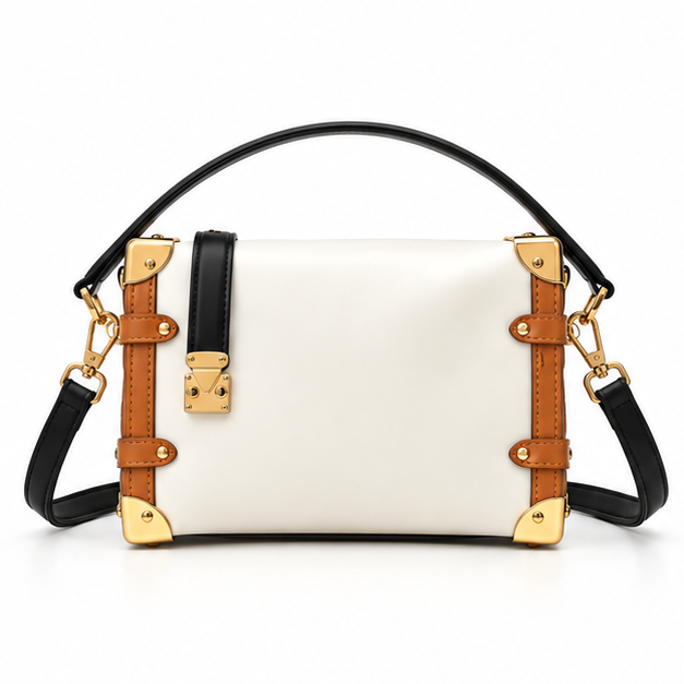 Elegant Structured Contrast Trim Shoulder Bag-4