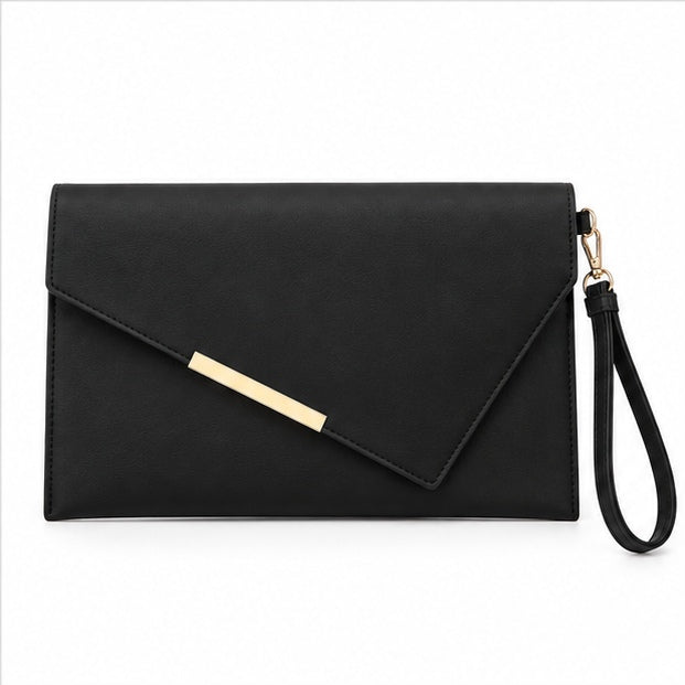 Elegant Black Envelope Wristlet Clutch Bag-4