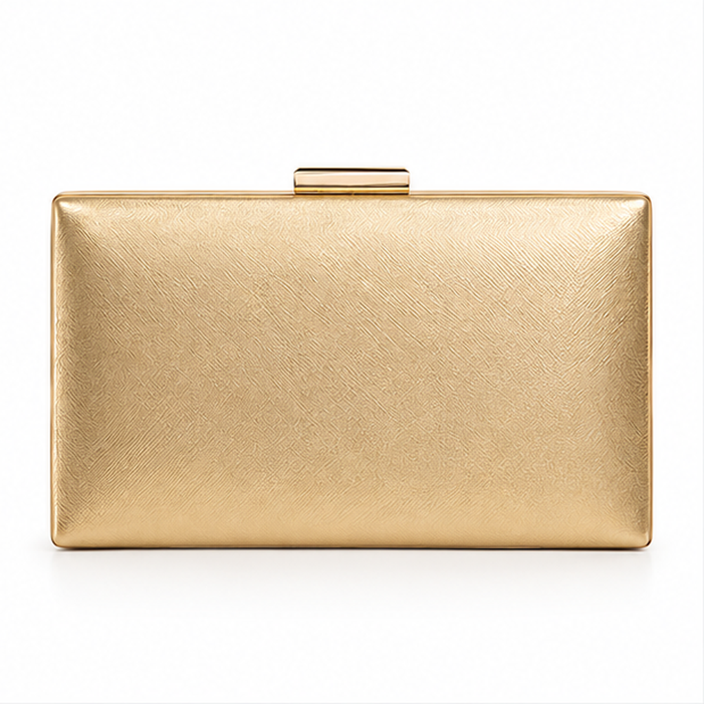 Elegant Gold Metallic Box Clutch Bag-4