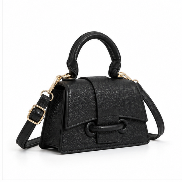 Elegant Black Structured Mini Crossbody Handbag-1