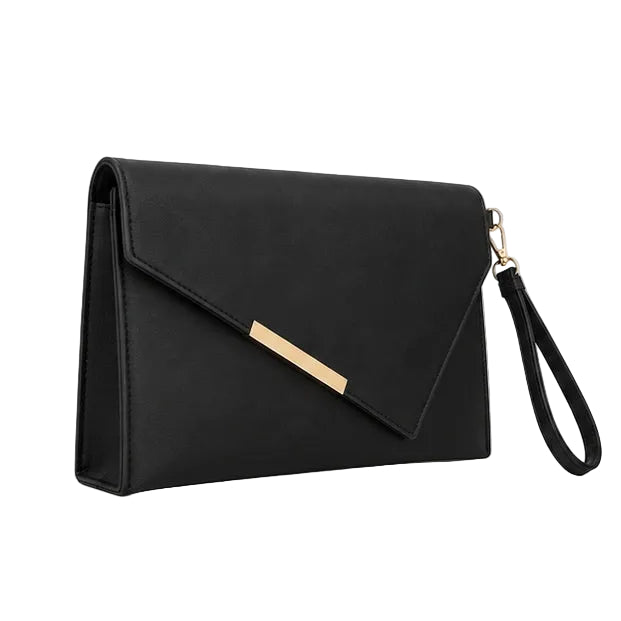 Elegant Black Envelope Wristlet Clutch Bag