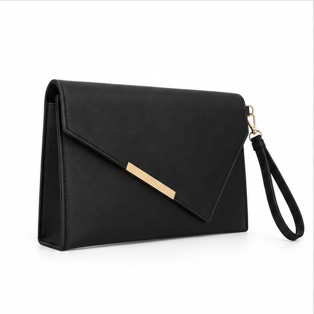 Elegant Black Envelope Wristlet Clutch Bag-1
