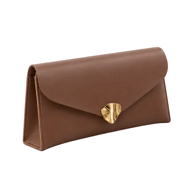 Elegant Brown Envelope Clutch Handbag Purse-1