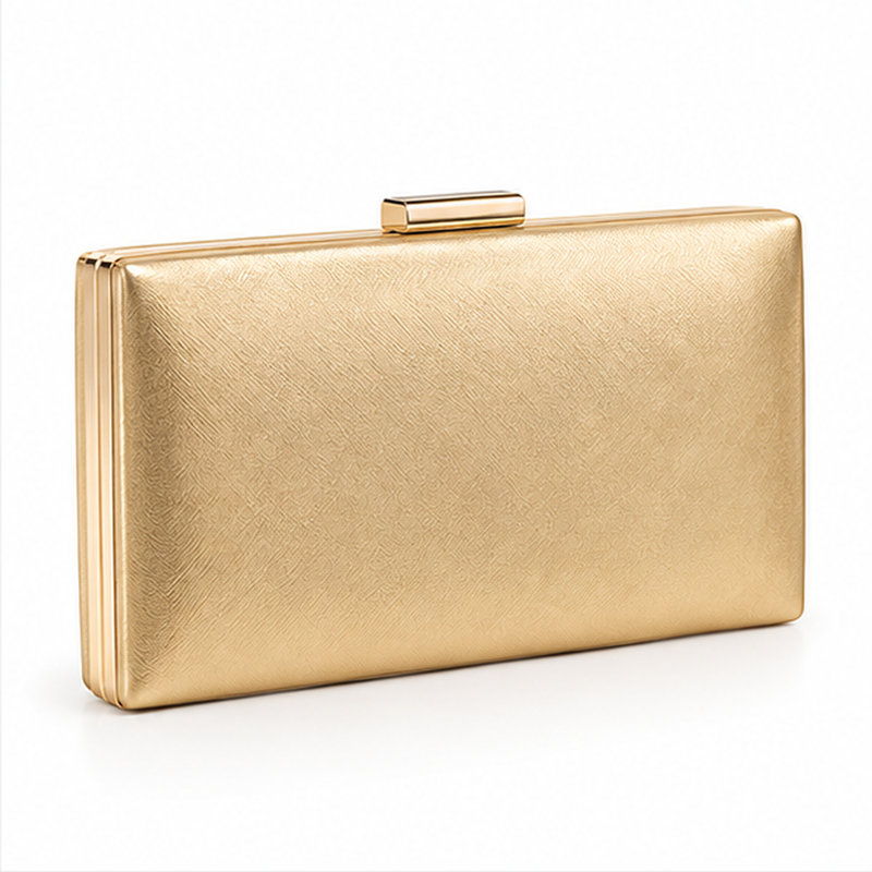 Elegant Gold Metallic Box Clutch Bag-1