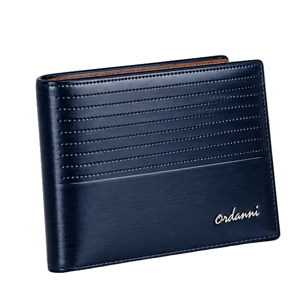 Premium Blue Textured Leather Bifold Wallet