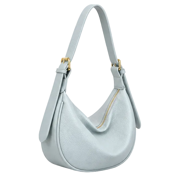 Icy Blue Crescent Hobo Shoulder Bag