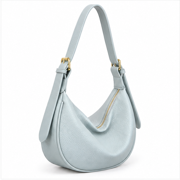 Icy Blue Crescent Hobo Shoulder Bag-1