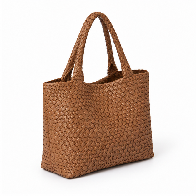 Handwoven Brown Leather Everyday Tote Bag-1