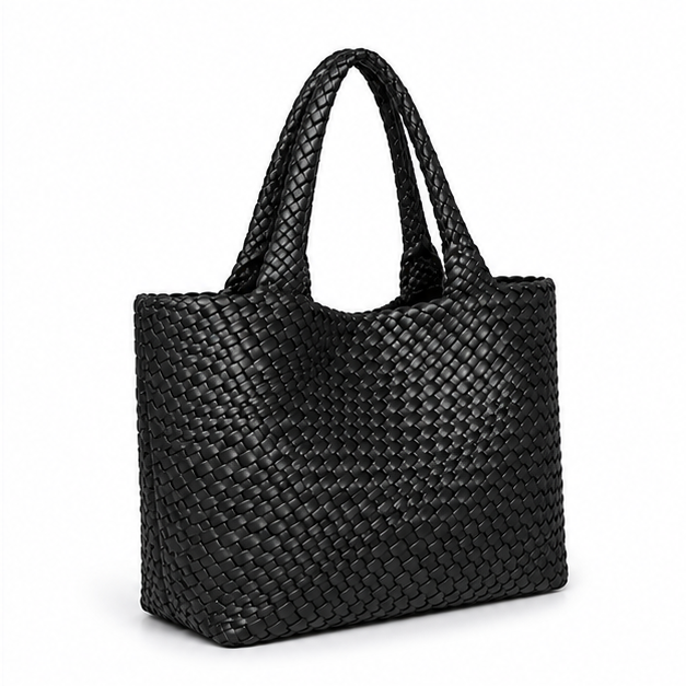 Black Woven Oversized Everyday Tote Bag-1