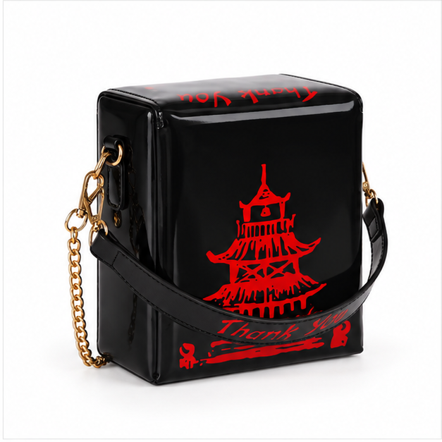 Laser Black Pagoda Chain Crossbody Bag-1