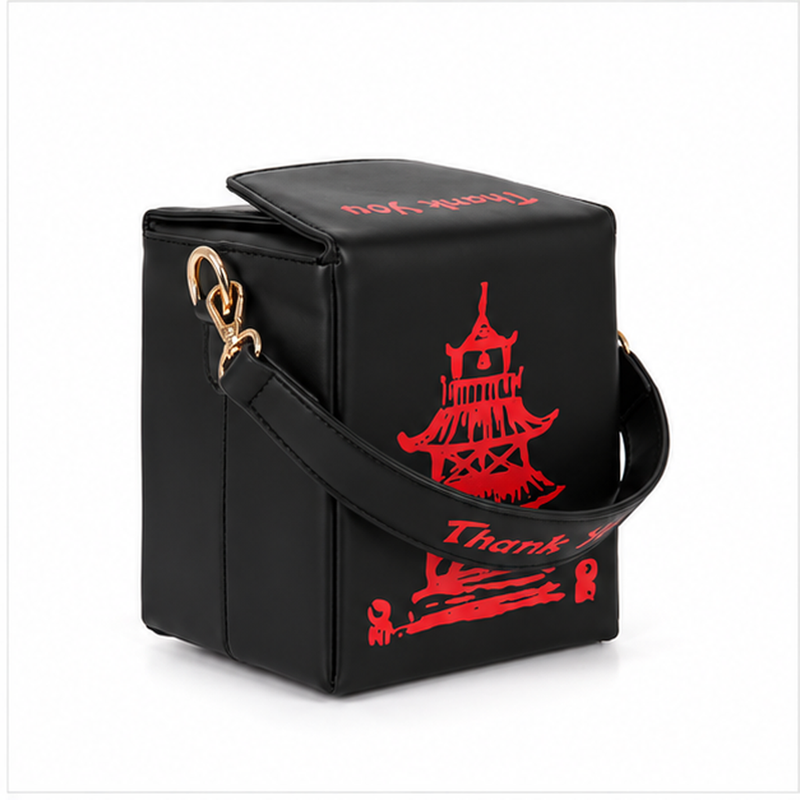 Black Pagoda Graphic Box Shoulder Bag-1