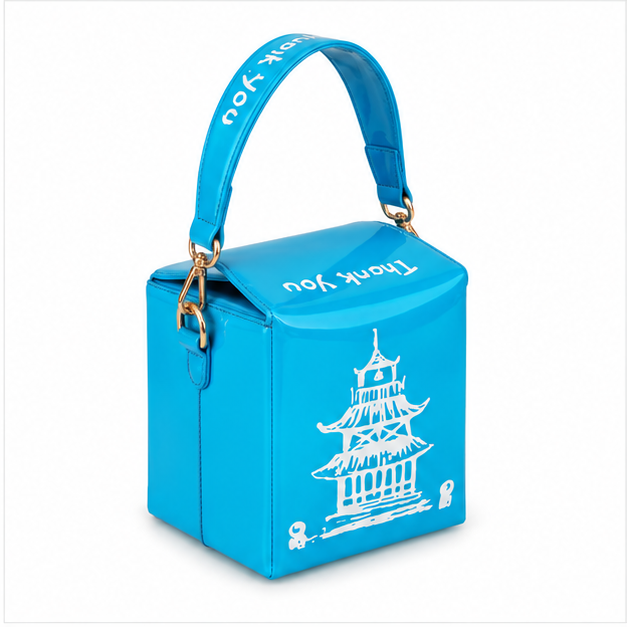 Laser Blue Pagoda Box Handbag Purse-1