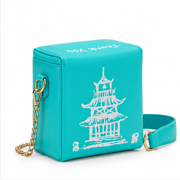 Turquoise Pagoda Print Crossbody Shoulder Bag-1