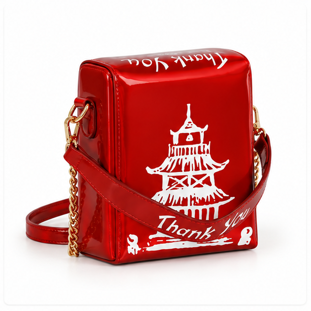 Glossy Red Pagoda Crossbody Shoulder Bag-1