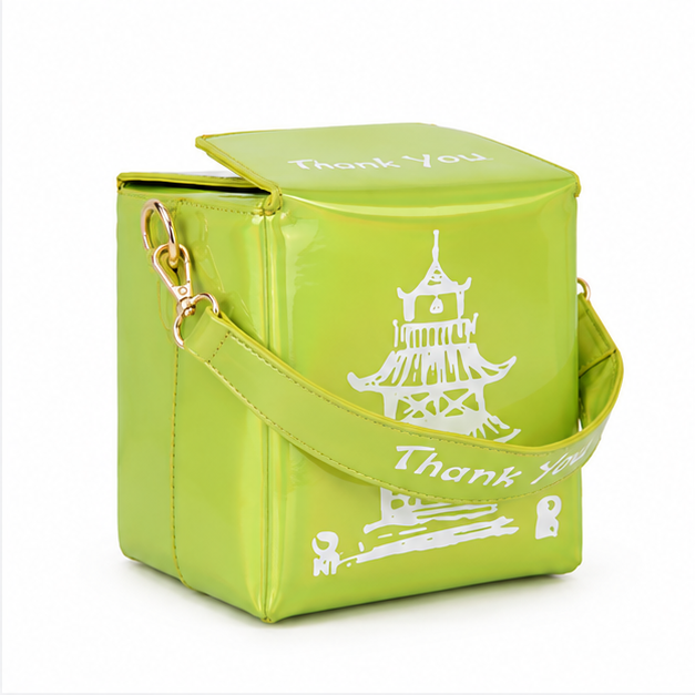 Laser Green Glossy Box Shoulder Bag-1