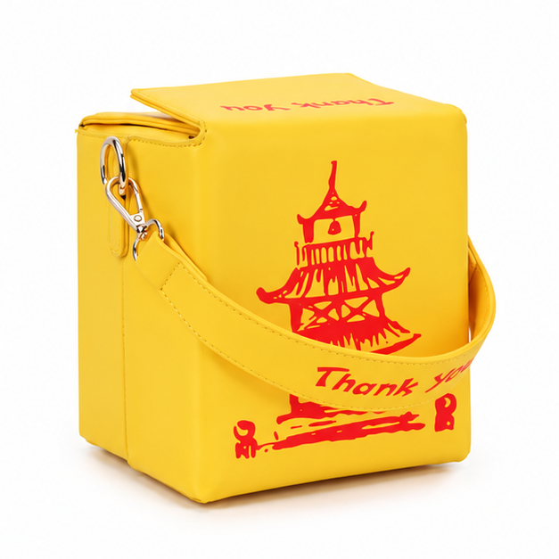 Yellow Pagoda Print Crossbody Box Bag-1
