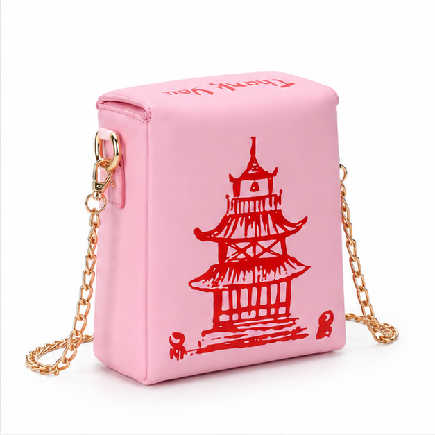Pink Pagoda Print Mini Crossbody Bag-1