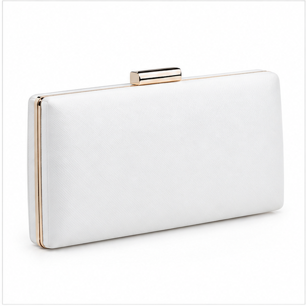 Elegant White Rectangular Evening Clutch Bag-1