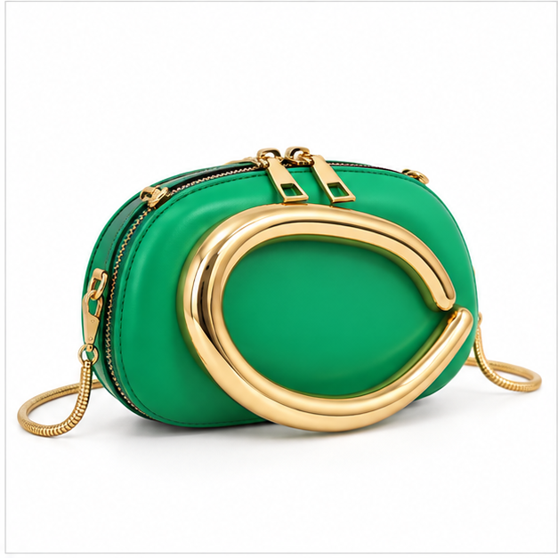 Emerald Gold Statement Clutch Crossbody Bag-1