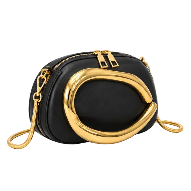 Black Gold Statement Evening Clutch Bag