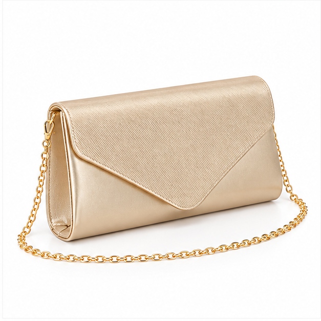 Champagne Gold Chain Envelope Clutch Bag-1