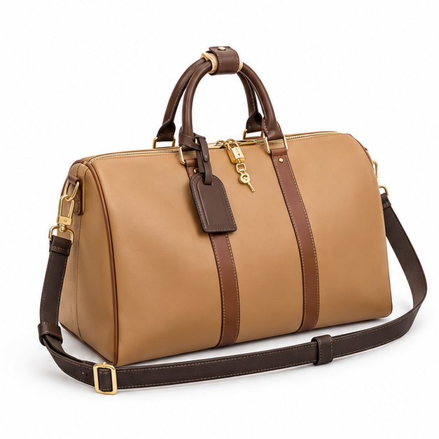 Camel Luxury Travel Duffel Shoulder Bag-1