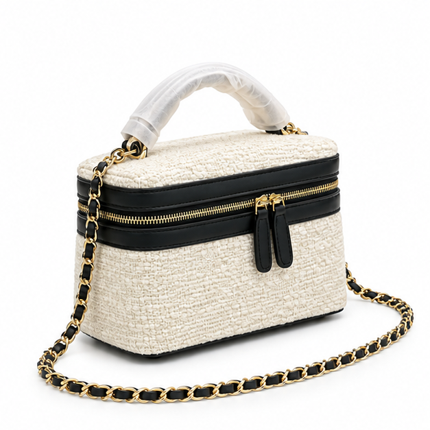 Elegant Tweed Chain Vanity Shoulder Bag-1