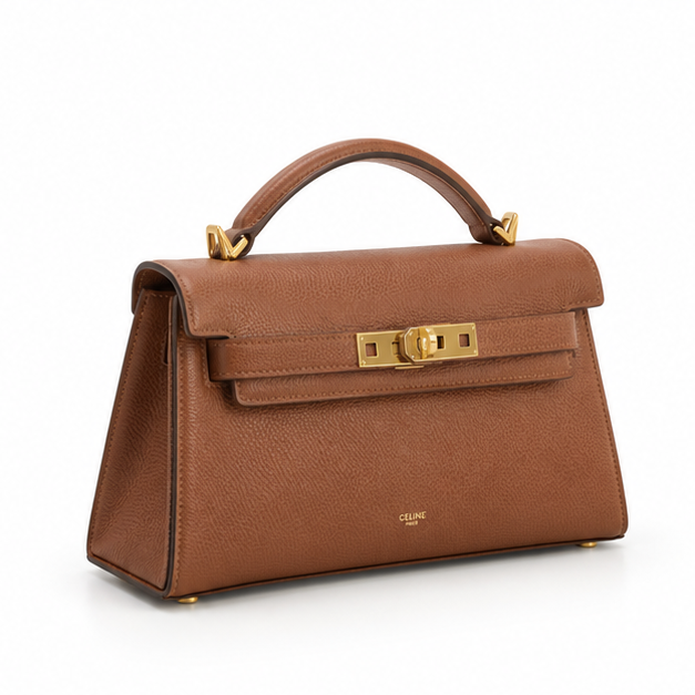 Elegant Brown Structured Top Handle Handbag-1
