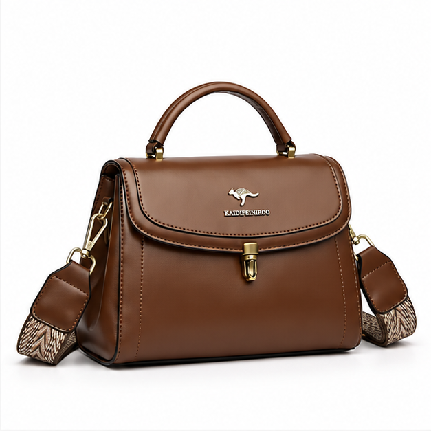 Khaki Structured Leather Crossbody Handbag Purse-1