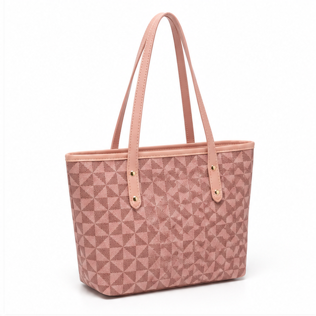 Blush Geometric Pattern Everyday Shoulder Tote-1