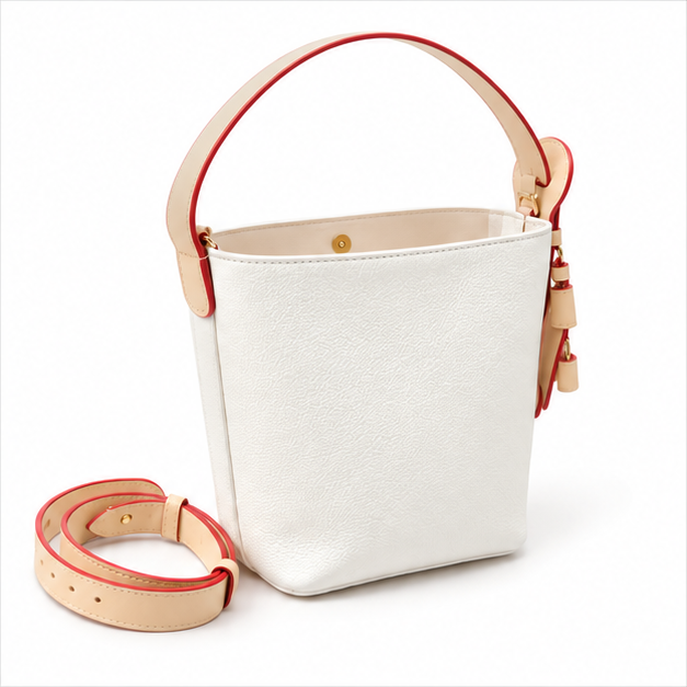 Elegant White Bucket Shoulder Handbag Purse-1