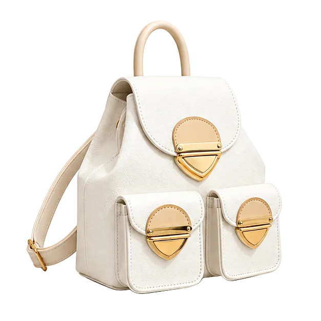 Elegant White Gold Hardware Mini Backpack