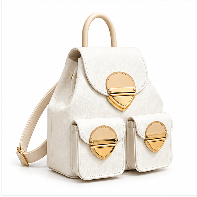 Elegant White Gold Hardware Mini Backpack-1