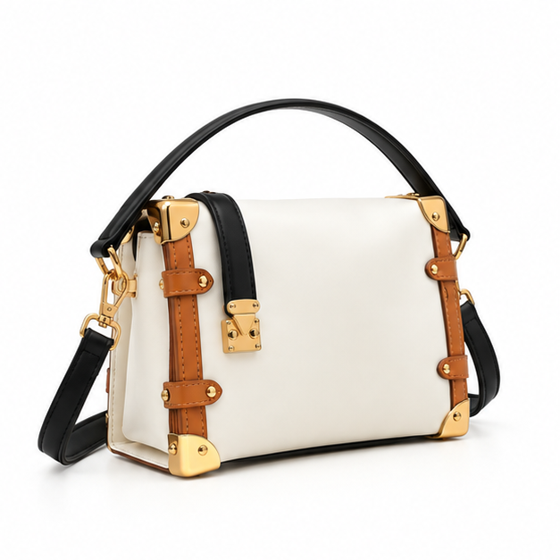 Elegant Structured Contrast Trim Shoulder Bag-1
