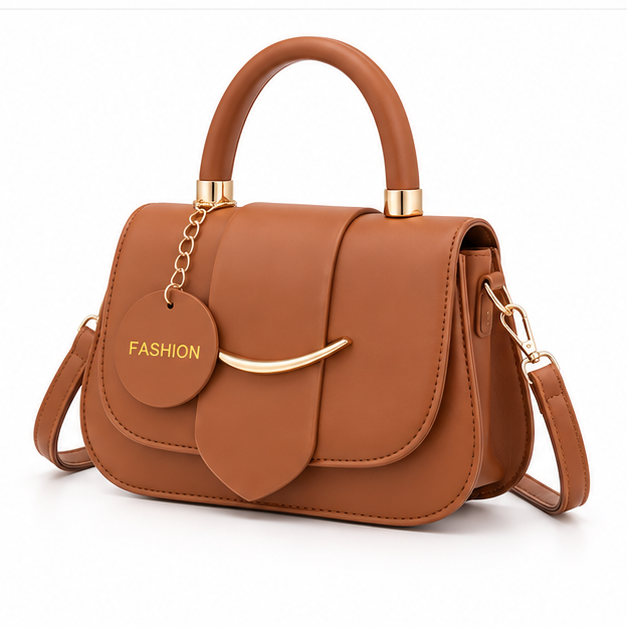 Elegant Cognac Structured Top Handle Handbag-3